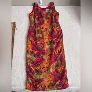 Olivia Rose brand Tropical Floral  Dress Pink Green Orange Size 16M